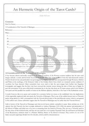 An Hermetic Origin of the Tarot Cards: A Consideration of the Tarocchi of Mantegna