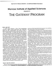 CIA Reading Room cia-rdp96-00788r001700210040-8: MONROE INSTITUTE OF APPLIED SCIENCES PRESENTS THE GATEWAY PROGRAM