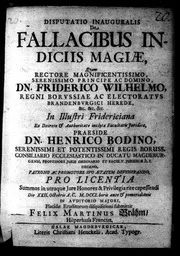 Disputatio inauguralis De fallacibus indiciis magiae, ... 1701: Iss 121