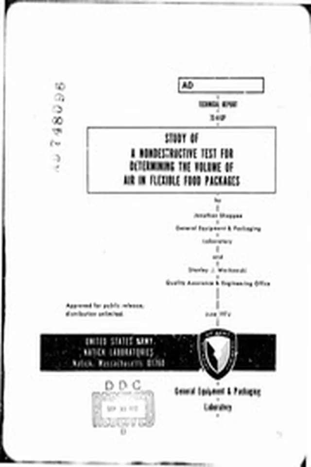 DTIC AD0748096: Study of a Nondestructive Test for Determining the Volume of Air in Flexible Food Packages