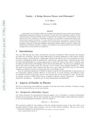 Duality : A Bridge Between Physics And Philosophy?