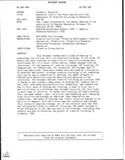 ERIC ED369688: Educators Look to the Poets and Artists: The Importance of Creative Visioning in Education.