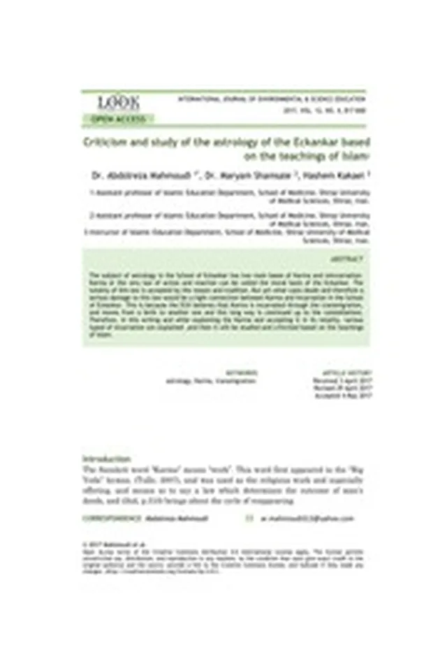 ERIC EJ1144862: Criticism and Study of the Astrology of the Eckankar Based on the Teachings of Islam