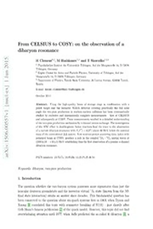 From CELSIUS to COSY: on the observation of a dibaryon resonance