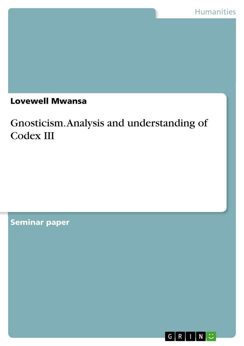 Gnosticism. Analysis and understanding of Codex III — 