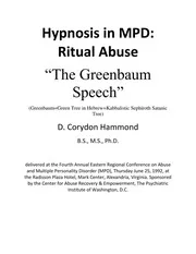 Greenbaum Speech Hypnosis in MPD Multiple Personality 1992 Corydon Hammond Mkultra Monarch Nwo illuminati freemasons