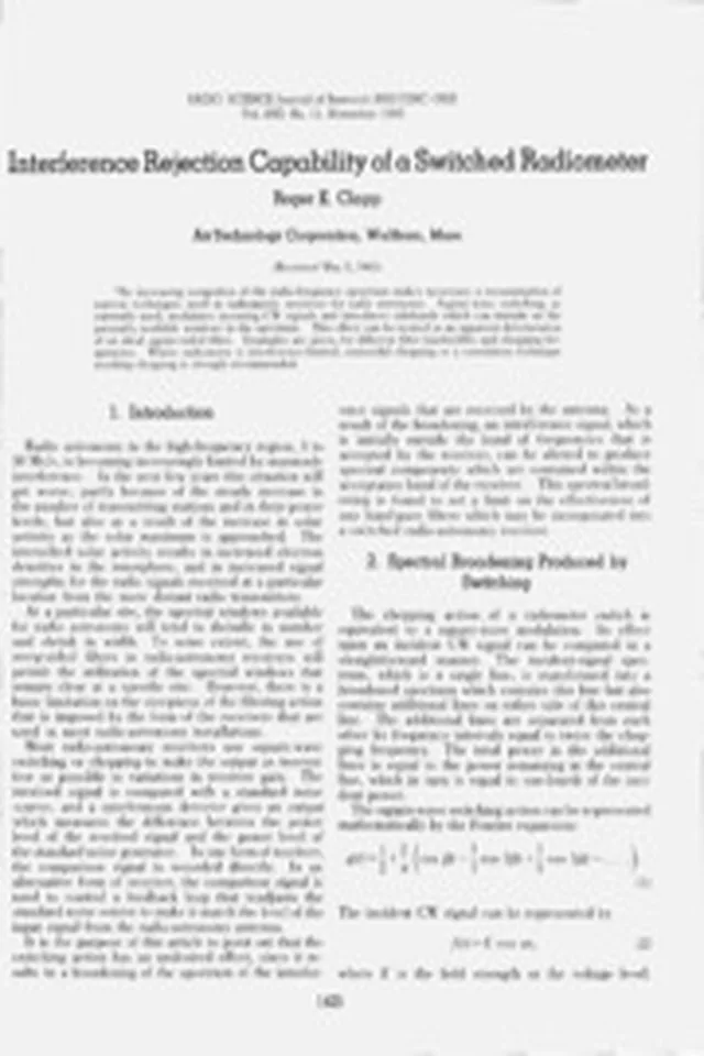 Interference rejection capability of a switched radiometer