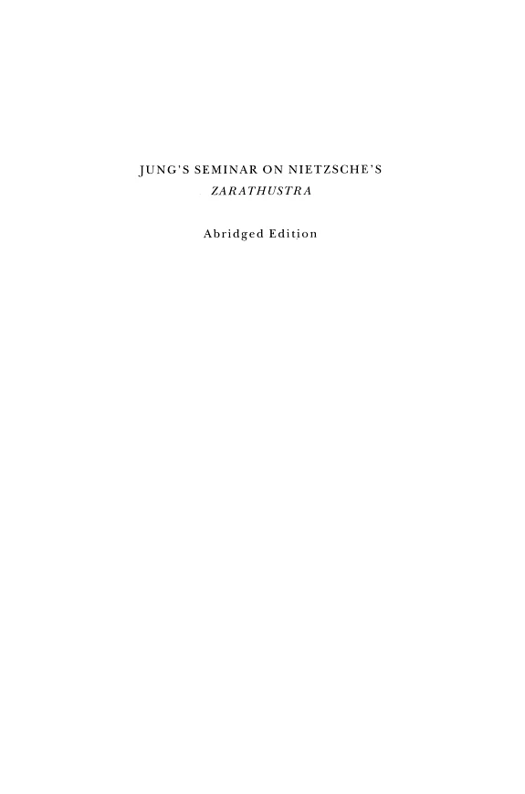 Jung's Seminar on Nietzsche's Zarathustra