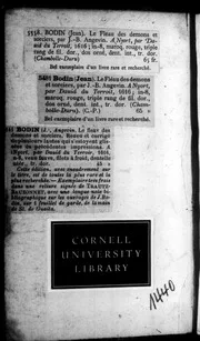 Le fleav des demons et sorciers, par I. B. angevin. Reueu & corrigé de plusieurs fautes qui s'estoyent glissees és precedentes impressions ... 1616: Iss 129