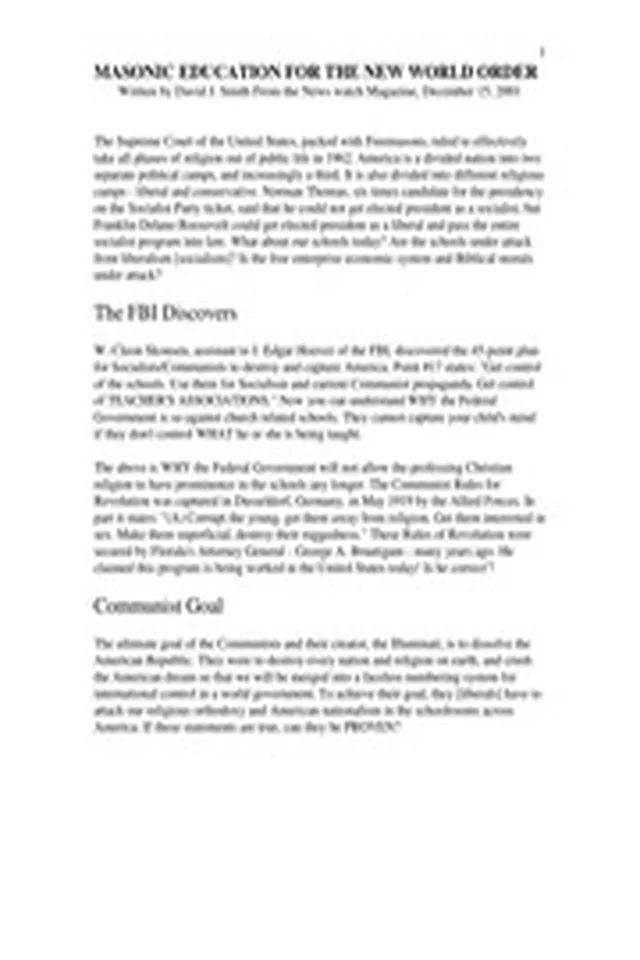 Masonic Education For The NWO