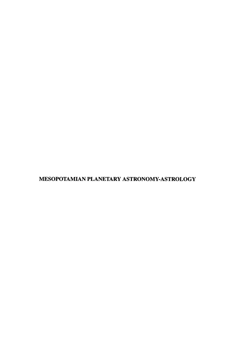 Mesopotamian Planetary Astronomy-Astrology — 