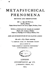 Metaphysical Phenomena: Methods and Observations
