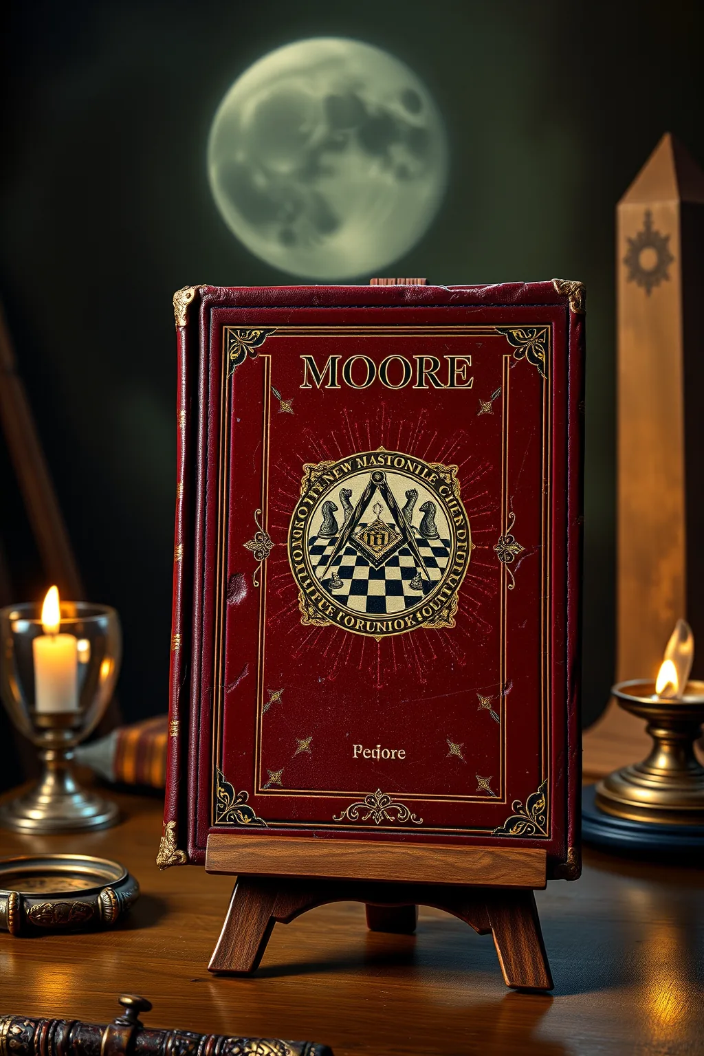 Moore The New Masonic Trestle Chess Checker Board nwo illuminati freemasons