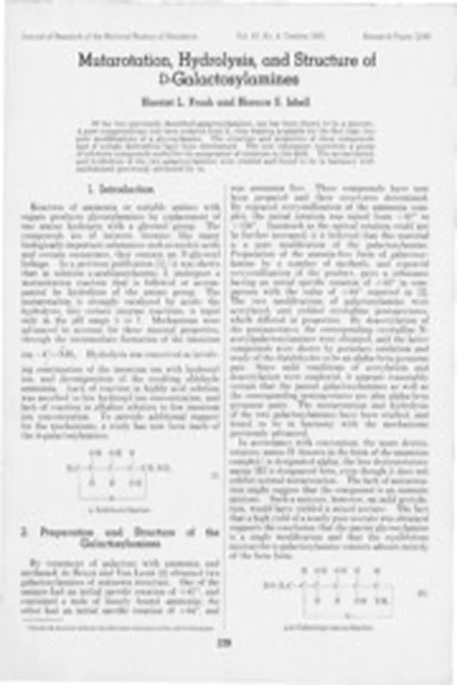 Mutarotation, hydrolysis, and structure of D-galactosylamines