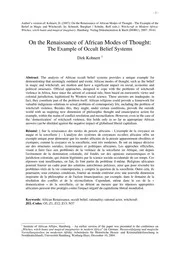 On the Renaissance of African Modes of Thought - The Example of the Belief in Magic and Witchcraft. In: Schmidt, Burghart / Schulte, Rolf (eds.): „Witchcraft in Modern Africa: Witches, witch-hunts and magical imaginaries” (in German: Hexenglauben im modernen Afrika: Hexen, Hexenverfolgung und magische Vorstellungswelten). Verlag Dokumentation & Buch (DOBU), Hamburg, 2007: 39-61