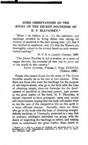 Some Observations on the Study of The Secret Doctrine of H.P. Blavatsky