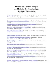 Studies on Science, Magic, and Life in the Middle Ages