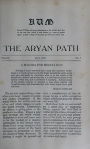The Aryan Path Vol-II No-7 — Theosophy & Anthroposophy