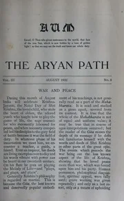 The Aryan Path Vol-III No-8