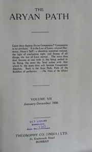 The Aryan Path Vol-VII No-1