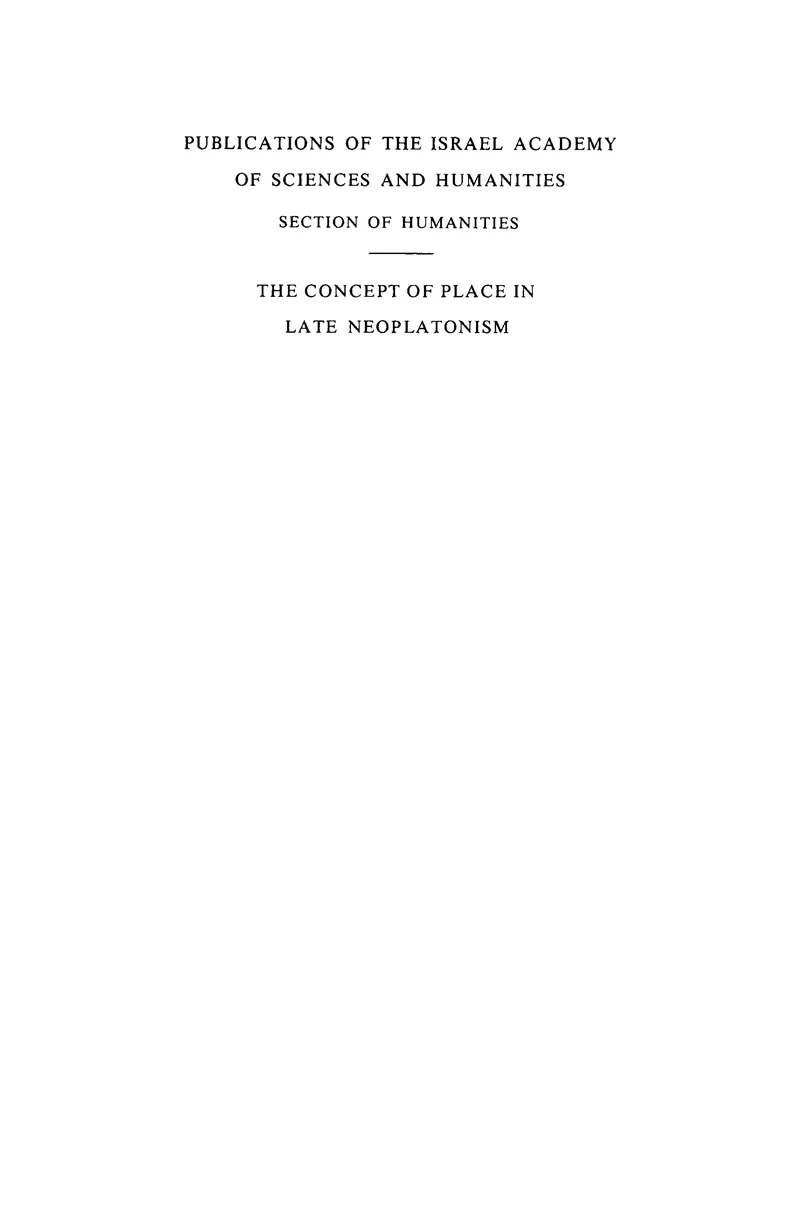 The concept of place in late Neoplatonism — 