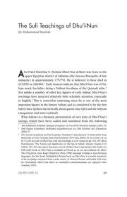 The Sufi Teachings Of Dhul Nun SW 24 2009