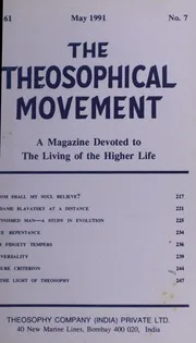 The Theosophical Movement Vol-61,No-7,May1991
