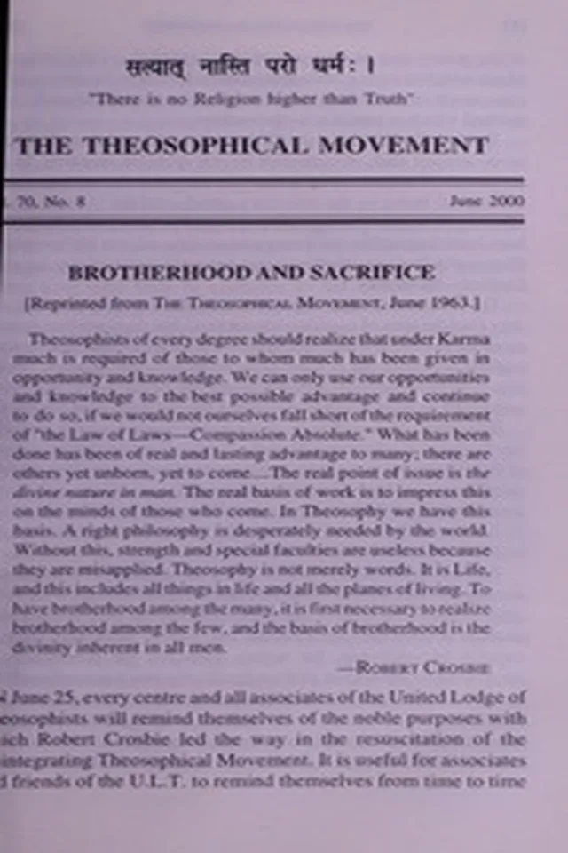 The Theosophical Movement Vol-70,No-7,May 2000 The Theosophical Movement Vol-70,No-8,June2000