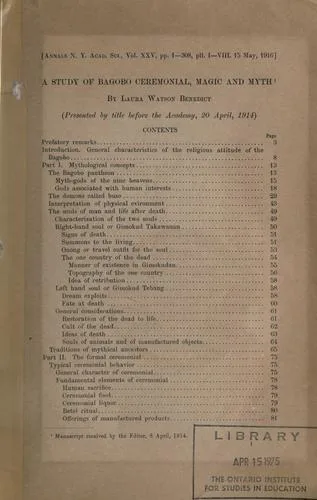 A study of Bagobo ceremonial, magic and myth