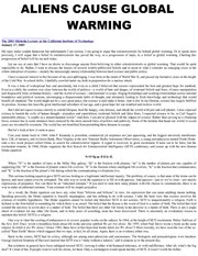 Aliens Cause Global Warming Speech Caltech 2003 Michelin Lectures UFOs Scientism