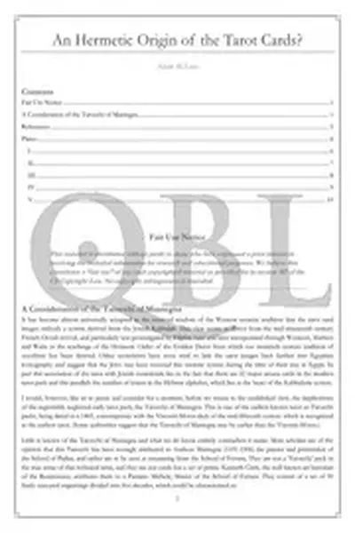 An Hermetic Origin of the Tarot Cards: A Consideration of the Tarocchi of Mantegna