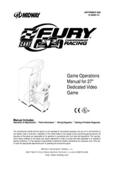 Arcade Game Manual: 27" C.A.R.T. Fury Championship Racing