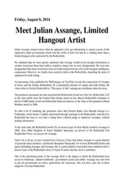 Assange Rothschild Sponosored limited hangout nwo illuminati freemasons