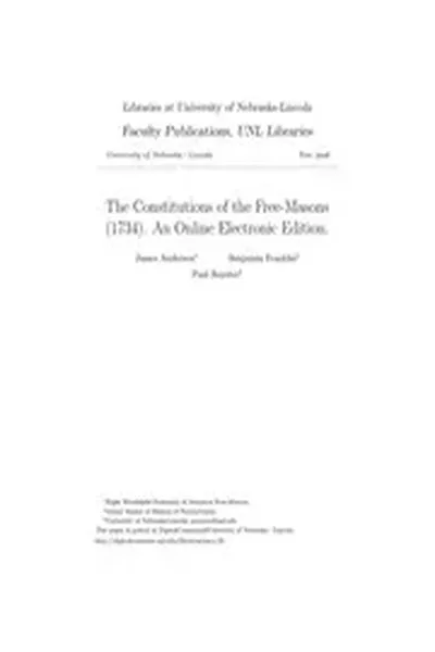 Benjamin Franklin The Constitutions Of The FreeMasons, 1734 NWO illuminati Judaeo-Masonry