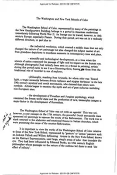 CIA Reading Room 06797578: THE WASHINGTON AND NEW YORK SCHOOLS OF COLOR