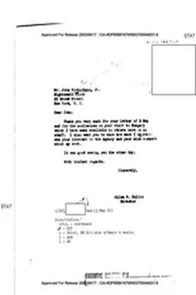 CIA Reading Room cia-rdp80b01676r003700040031-6: LETTER TO MR. JOHN RICHARDSON, JR. FROM ALLEN W. DULLES