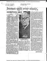 CIA Reading Room cia-rdp90-00552r000403850048-1: INMAN QUIT OVER STUDY, SOURCES SAY
