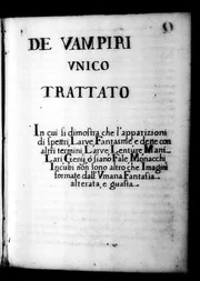 DE Vampiri vnico trattato. 1738: Iss 253
