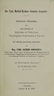Den Tyska Medeltids-Mystikens förnämsta läropunkter