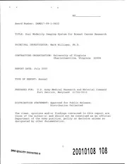 DTIC ADA385325: Dual Modality Imaging System for Breast Cancer Research