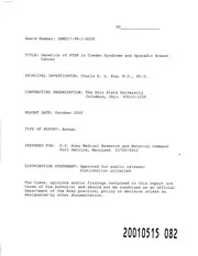 DTIC ADA389846: Genetics of PTEN in Cowden Syndrome and Sporadic Breast Cancer