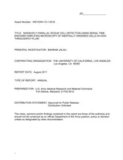 DTIC ADA566873: Massively Parallel Rogue Cell Detection Using Serial Time-Encoded Amplified Microscopy of Inertially Ordered Cells in High Throughput Flow