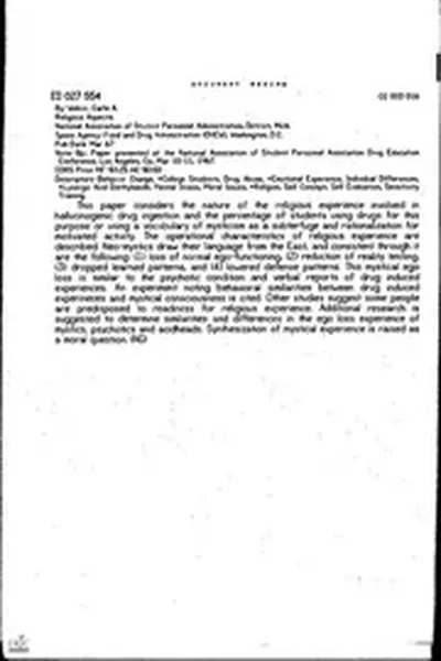 ERIC ED027554: Religious Aspects.