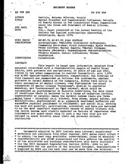 ERIC ED109290: Mental Disorder and Supernatural Influence: Beliefs of Puerto Ricans in Two Connecticut Urban Communities About the Cause and Treatment of Mental Illness.
