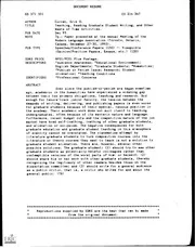 ERIC ED371351: Teaching, Reading Graduate Student Writing, and Other Waste of Time Activities.