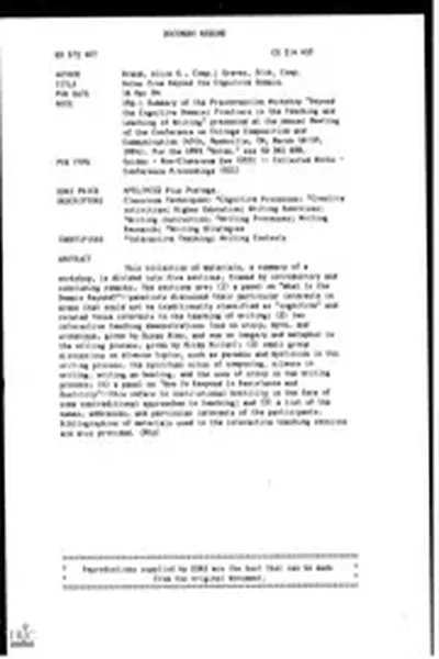 ERIC ED372407: Notes from Beyond the Cognitive Domain.