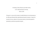 ERIC ED603511: Groundings in Nature Mysticism and Adult Learning