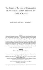 ERIC EJ919885: The Impact of the Issue of Demarcation on Pre-Service Teachers' Beliefs on the Nature of Science