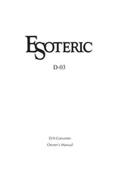 Esoteric D-03 user manual