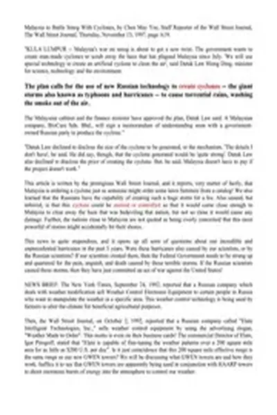 HAARP Weather modification facts Malaysia To Battle Smog With Cyclones nwo illuminati freemasons